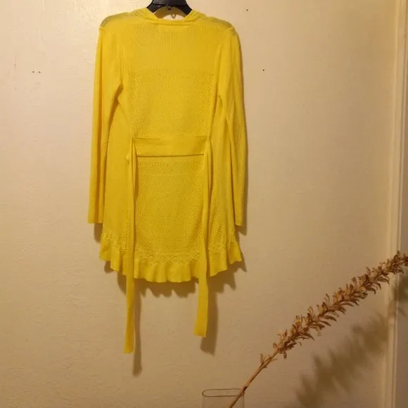 Anthro Sparrow Yellow Pointelle Cardigan