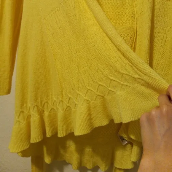 Anthro Sparrow Yellow Pointelle Cardigan