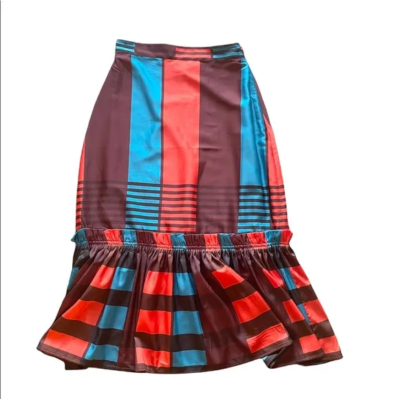Anthropologie Eva Franco Flounced Stripe Midi Skirt