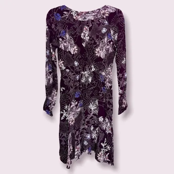 Anthropologie Maeve Monaco Purple Floral Tiered Dress Womens Size Small