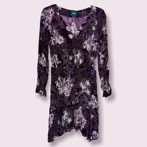 Anthropologie Maeve Monaco Purple Floral Tiered Dress Womens Size Small