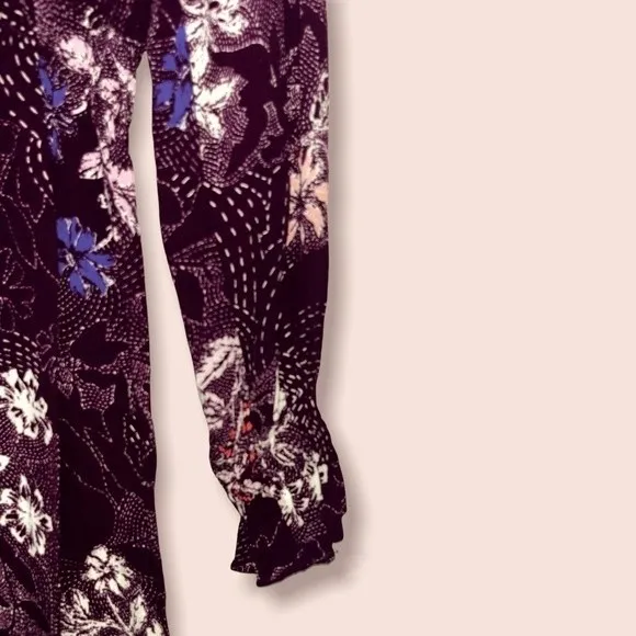Anthropologie Maeve Monaco Purple Floral Tiered Dress Womens Size Small