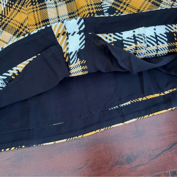 ANTHROPOLOGIE Maeve Plaid Mini A-Line Yellow Button Front Skirt Tweed Size 0