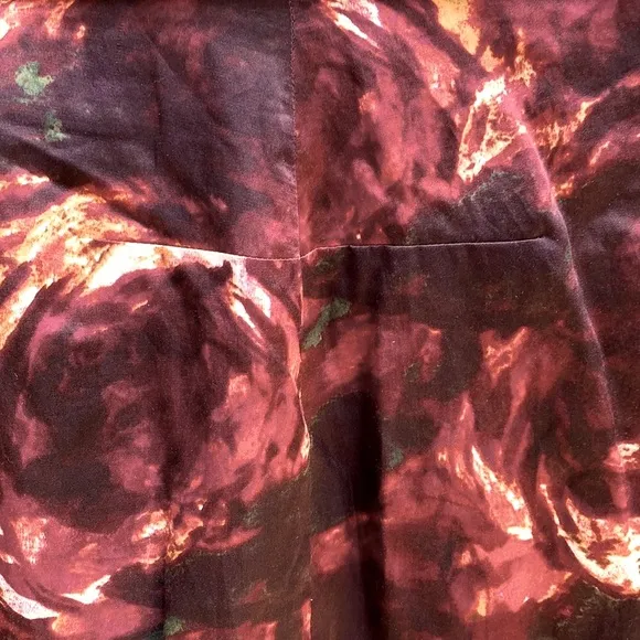 Anthropologie rose print silk faux wrap skirt. New