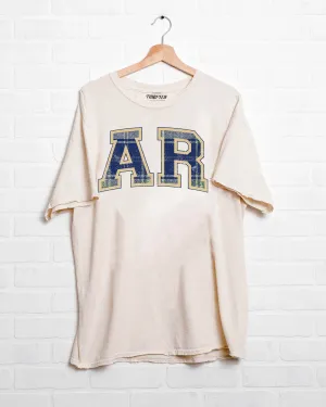 AR Plaid Arch (Gold Outline) Off White Thrifted Tee (FINAL SALE)