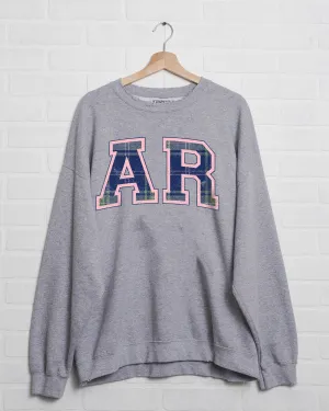 AR Plaid Arch (Pink Outline) Gray Thrifted Sweatshirt (FINAL SALE)