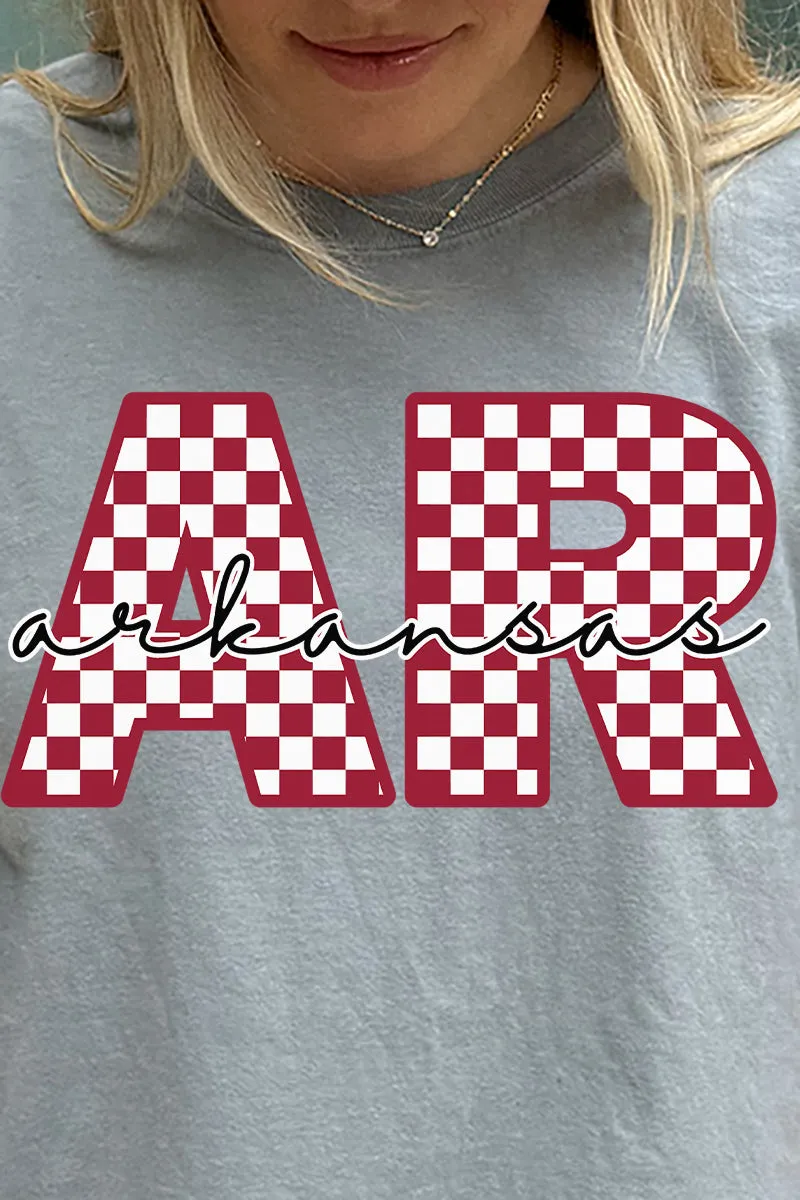 Arkansas Checkered Comfort Colors Adult Ring-Spun Cotton Tee