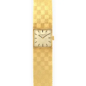 Audemars Piguet Yellow Gold Checkered Bracelet Watch with Original Warranty Paper