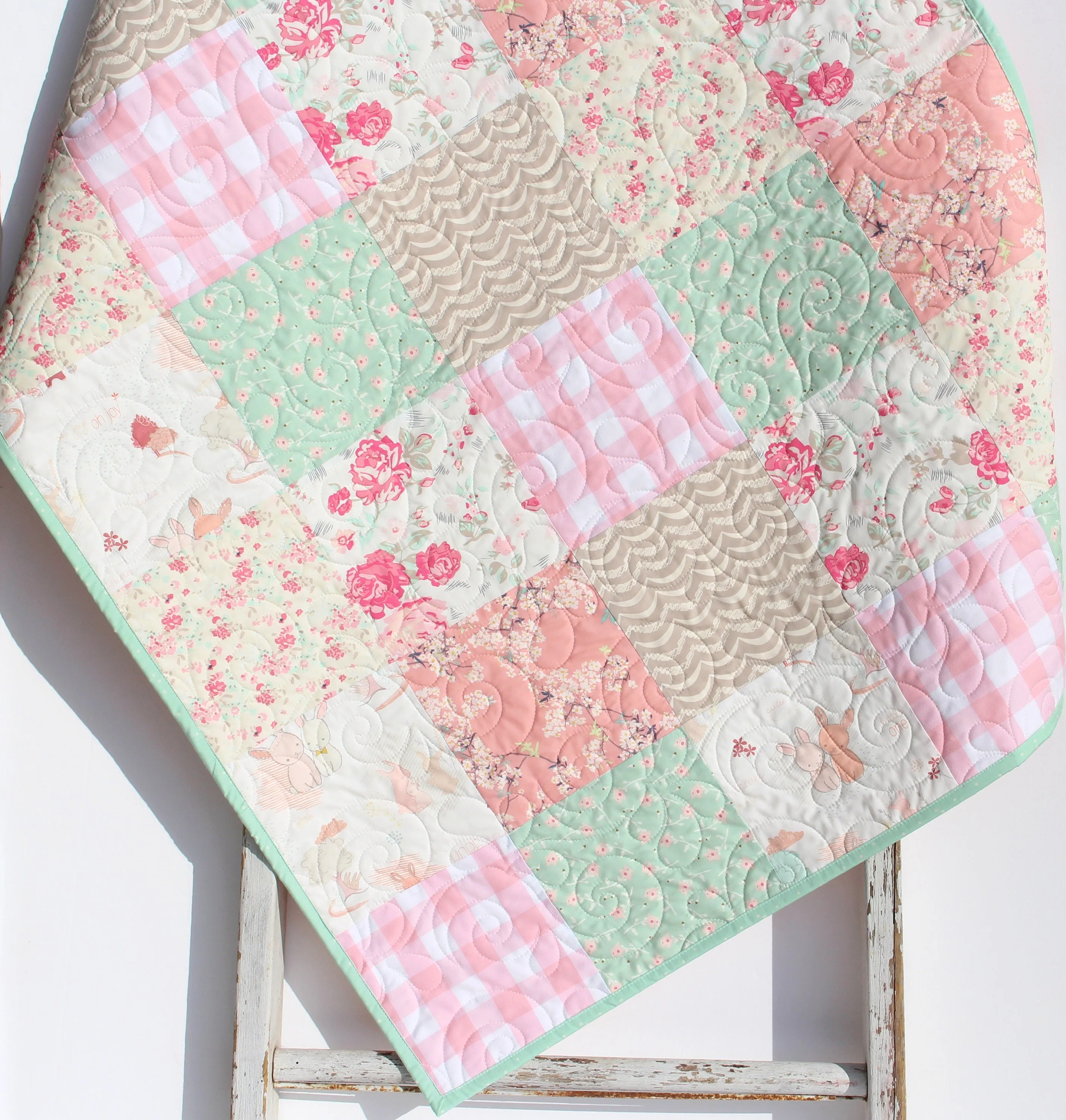 Baby Girl Quilt Newborn Gift Crib Bedding New Baby Keepsake Floral Baby Blanket