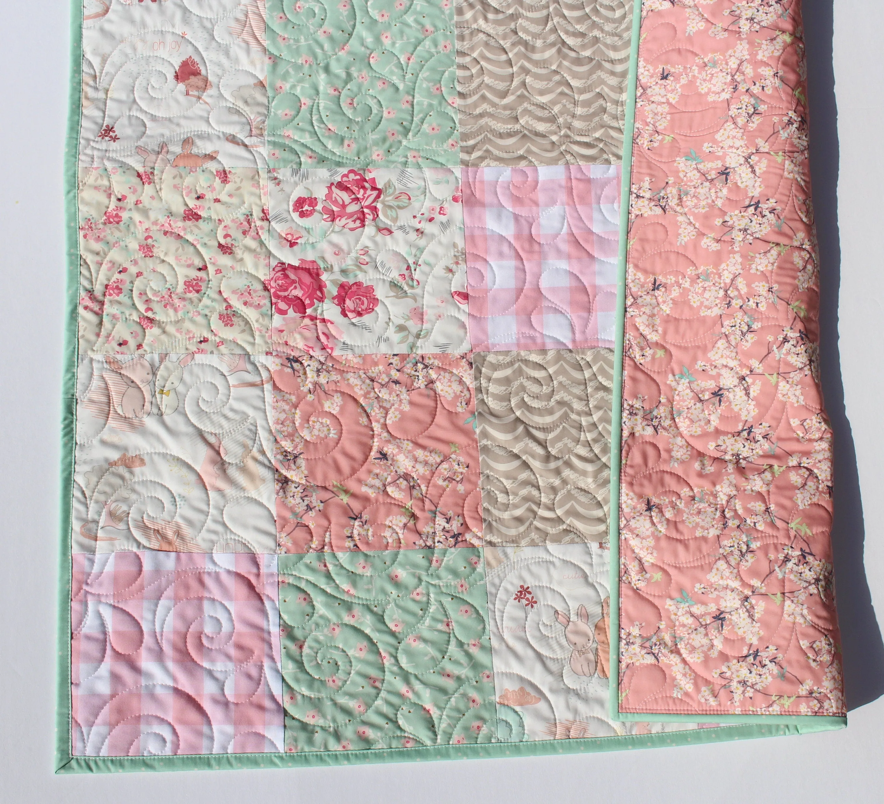 Baby Girl Quilt Newborn Gift Crib Bedding New Baby Keepsake Floral Baby Blanket
