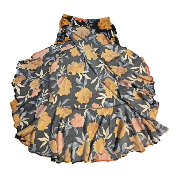 BAND OF GYPSIES | NWT High Low Wrap Full Ruffled Floral Boho Viscose Skirt