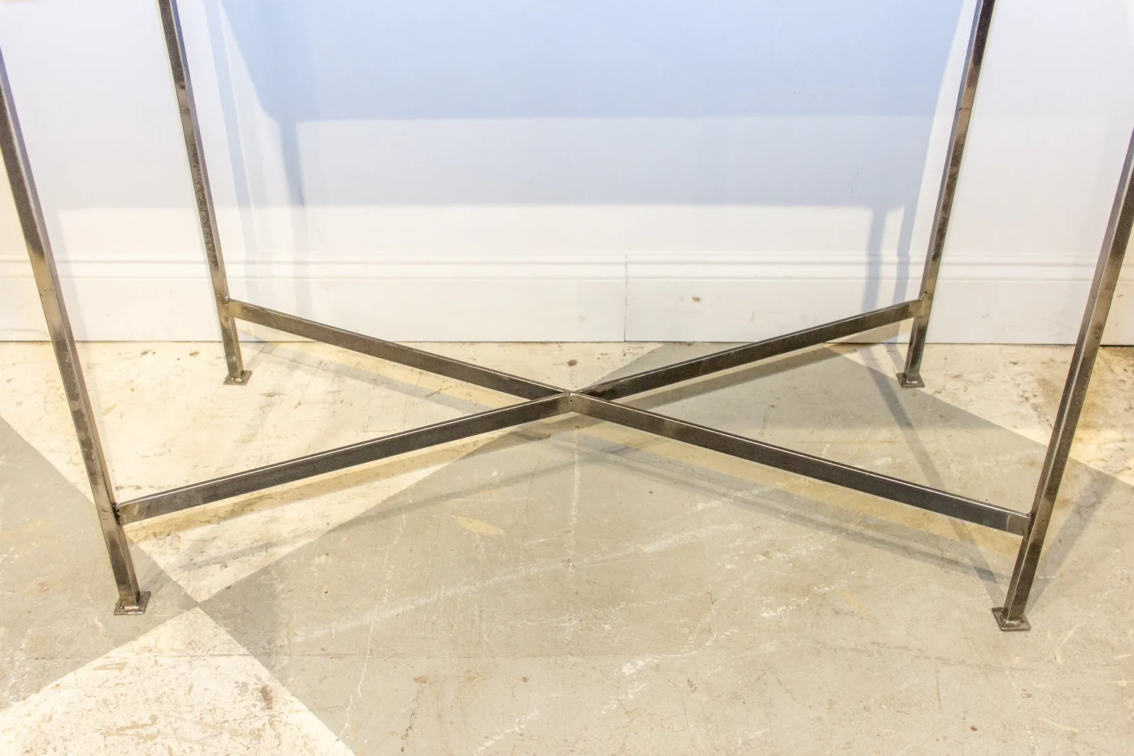 Bar Table Crafted with Vintage French Luggage & Custom Iron Base