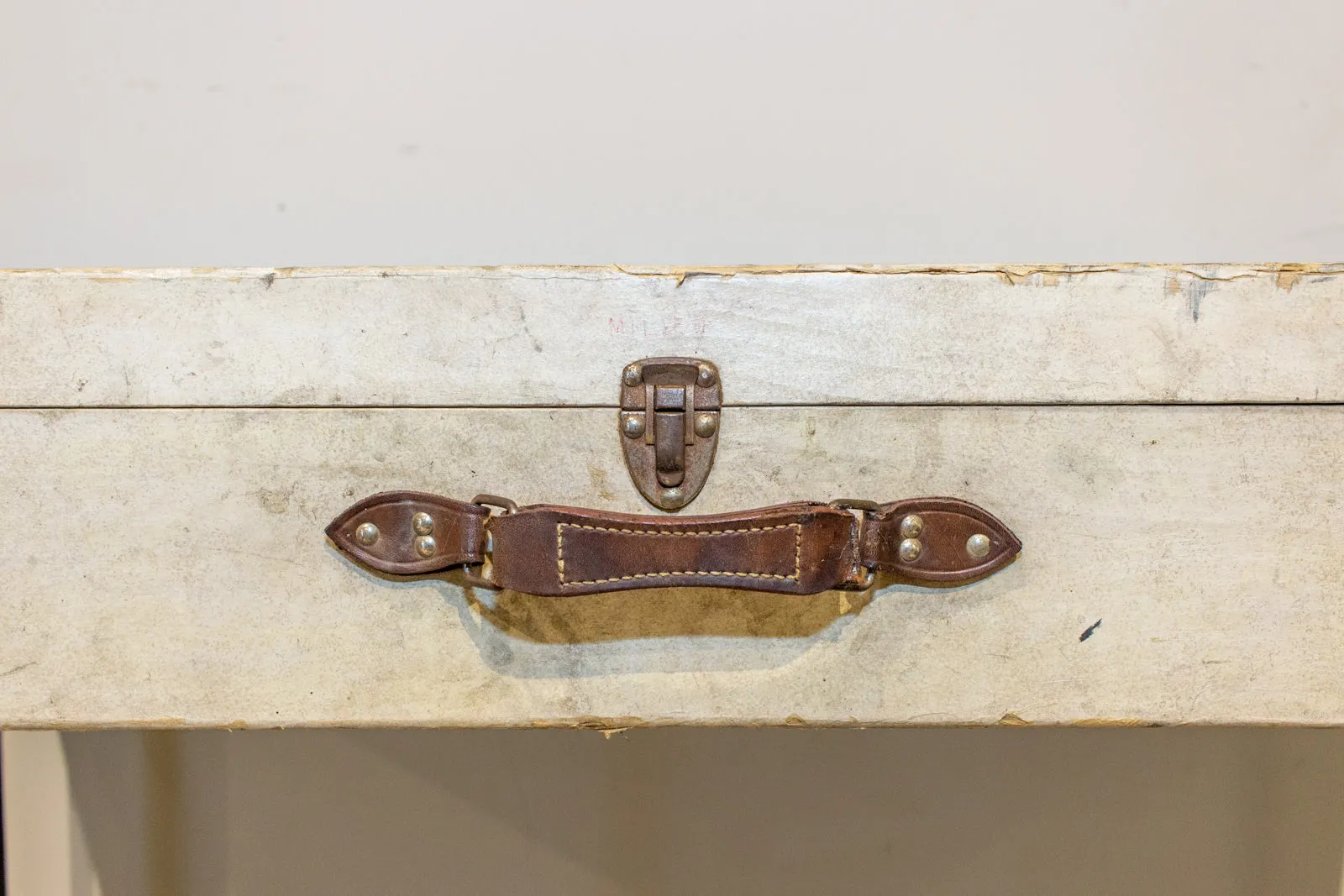 Bar Table Crafted with Vintage French Luggage & Custom Iron Base