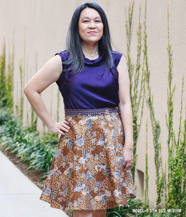 Batik Wrap Skirt - Lavender Latte