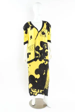 Beaded Abstract Art Top & Skirt Set