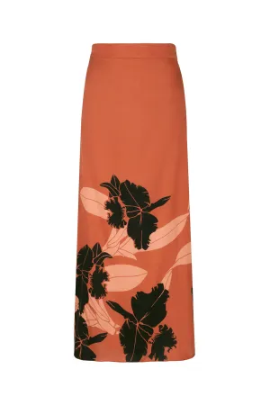 Beatrice Martellato Silk Midi Skirt in Terra