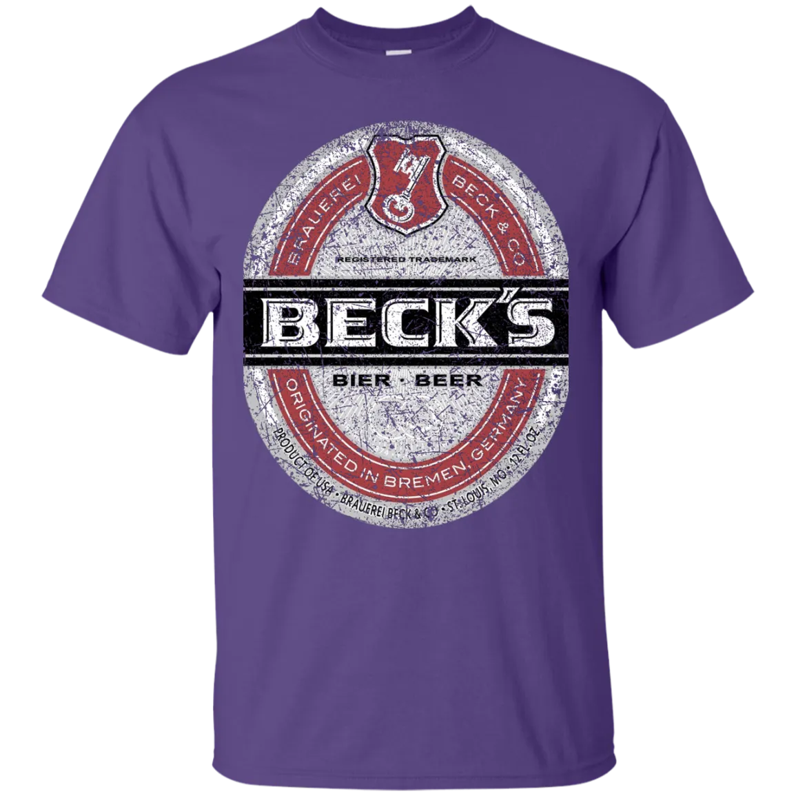 Becks Beer T-Shirt Custom Designed Color Worn Label Pattern