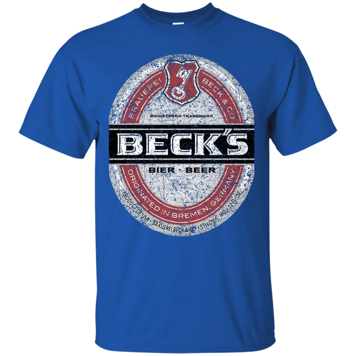 Becks Beer T-Shirt Custom Designed Color Worn Label Pattern