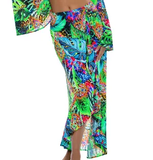 Belle Sleeve Crop-Ruffled High Lo Slit Skirt ::RET