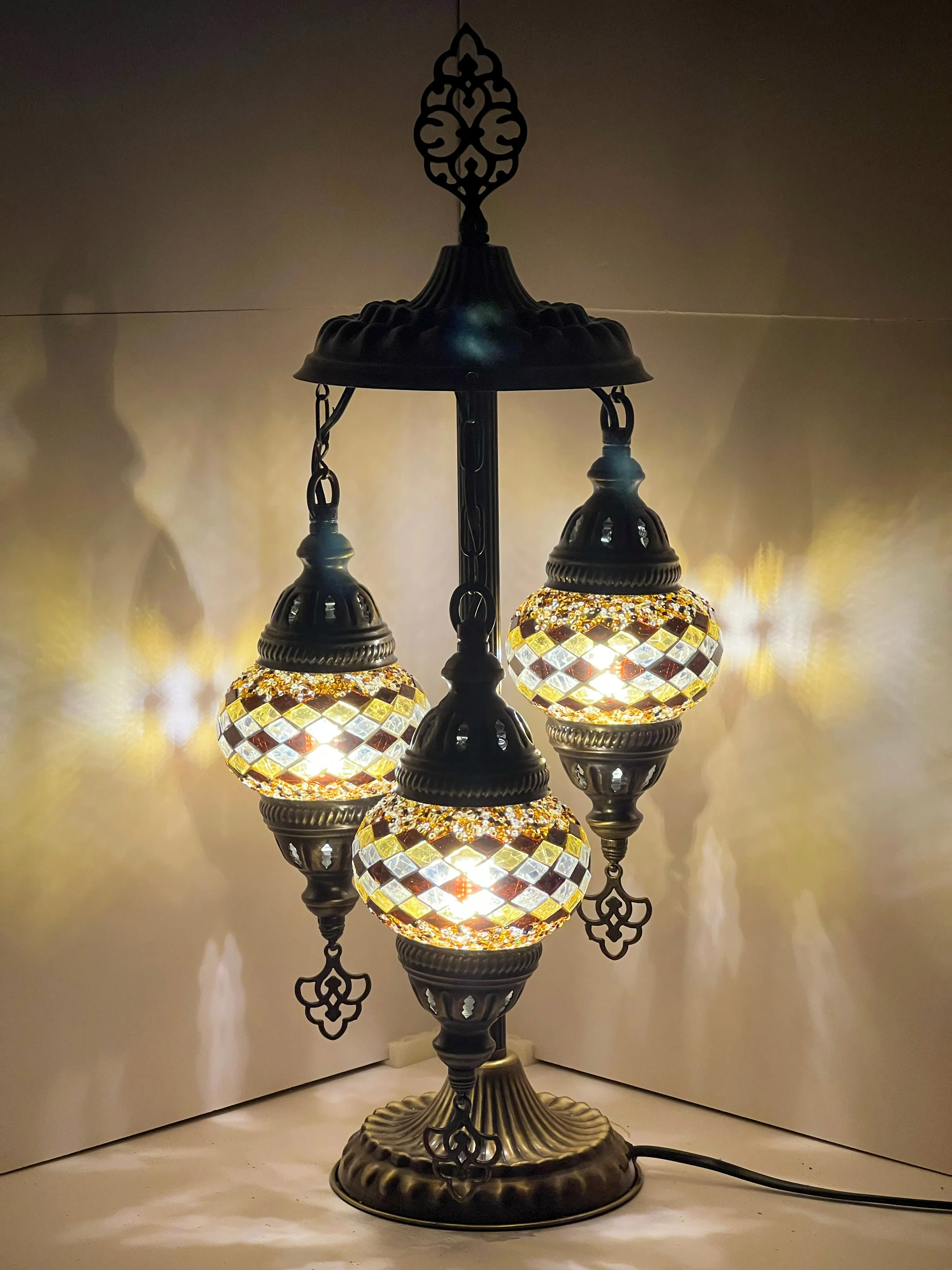 Bellona Boho Handcrafted 3 Tiered Mosaic Table Lamp