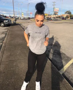 Black SA | Gray Vintage Wash Tee (Solid Checkered Drippin Sleeve)
