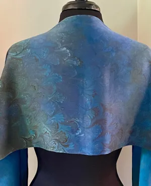 Blue bouquet  Charmeuse  Silk 72x14” bold fun. This beautiful silk makes a unique dresser cover and scarf
