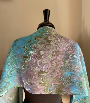 Blue Purple Green Bouquet 72x14” habotai silk