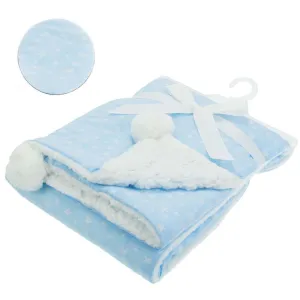 Blue Wrap W/Print & Pom Pom FBP190-B
