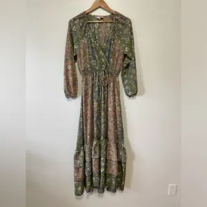 Boemo Anthropologie Women's Tiered Maxi Dress Peasant Boho Long Floral S