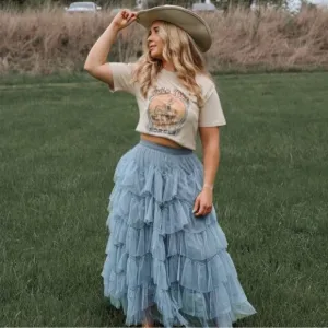Bohemian Tiered Midi A-line Skirt