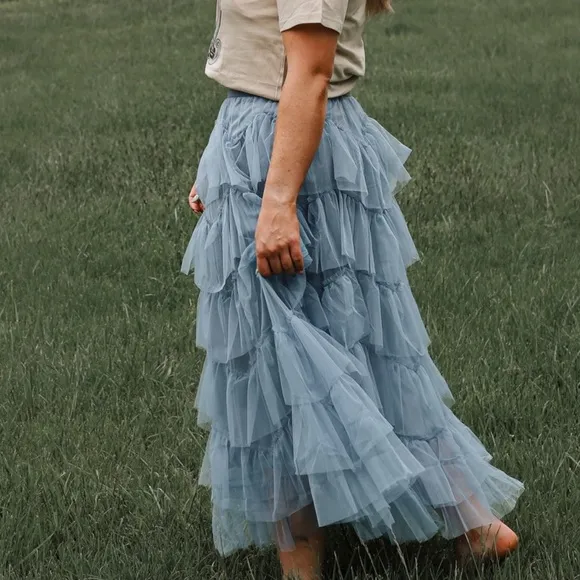 Bohemian Tiered Midi A-line Skirt
