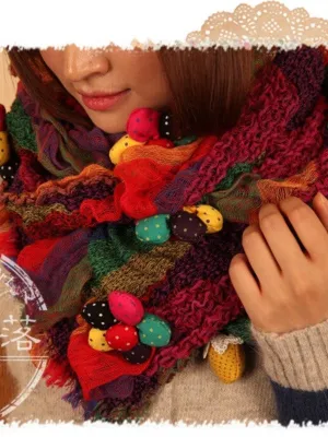 boho ruffle patched scarf