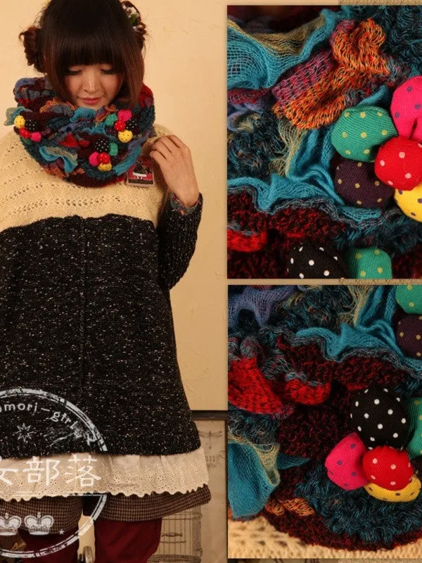boho ruffle patched scarf