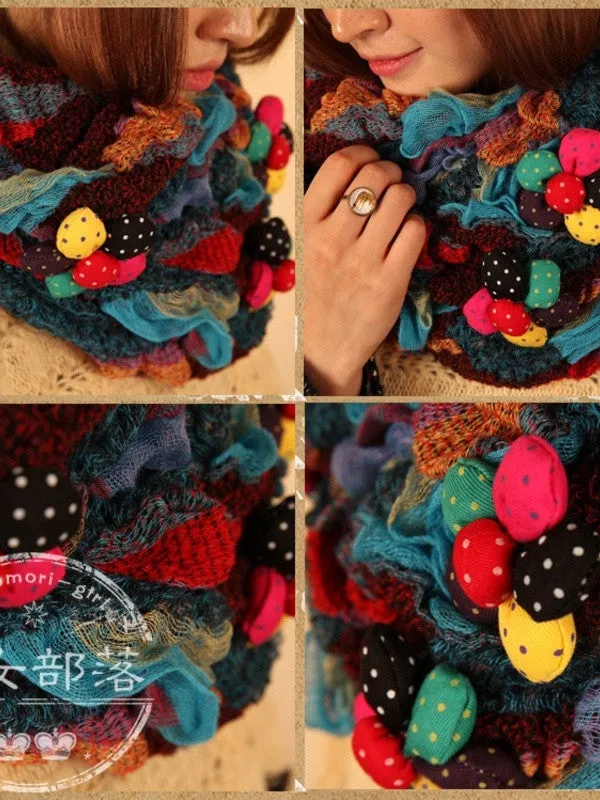 boho ruffle patched scarf