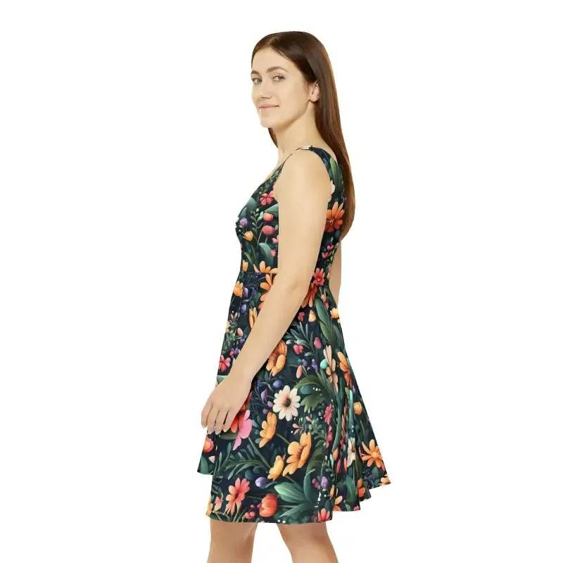 Bold Skater Dress with Large Flowers for Chic Women