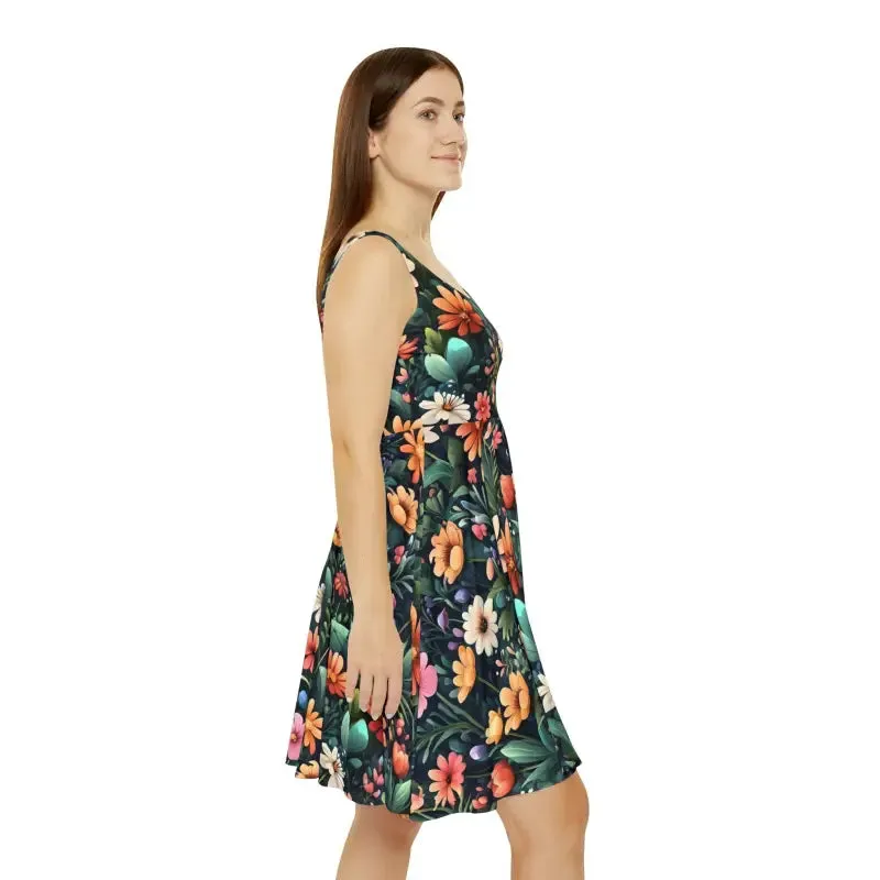 Bold Skater Dress with Large Flowers for Chic Women