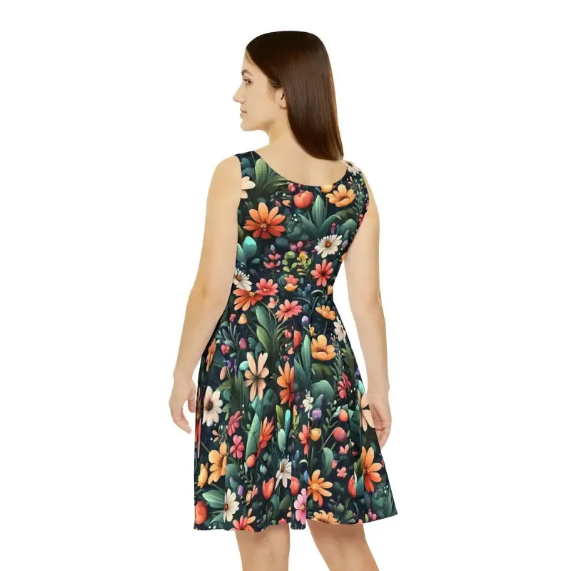 Bold Skater Dress with Large Flowers for Chic Women