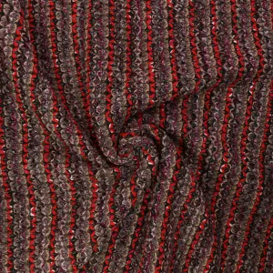 Boucle Jersey Fabric - Mustard, plum, red