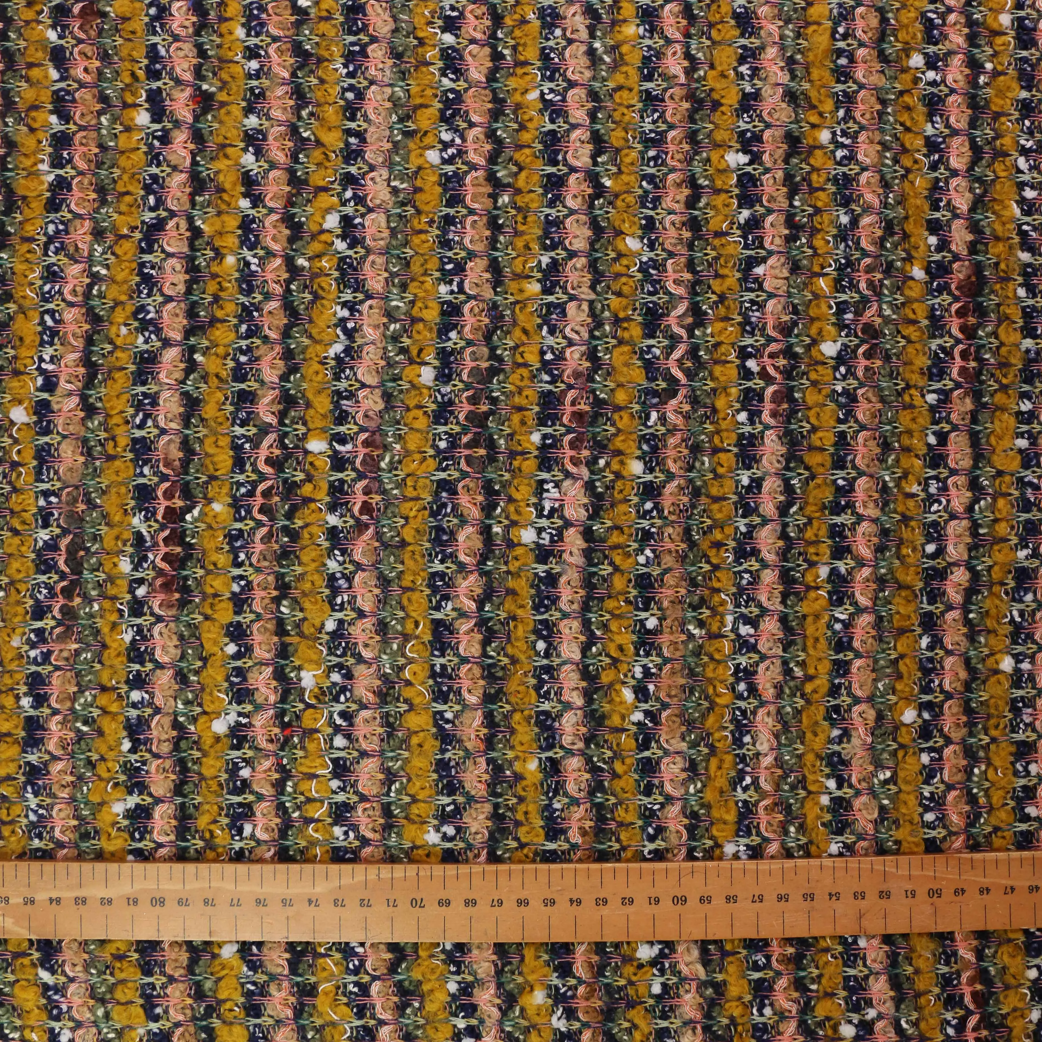 Boucle Jersey Fabric - Mustard, plum, red
