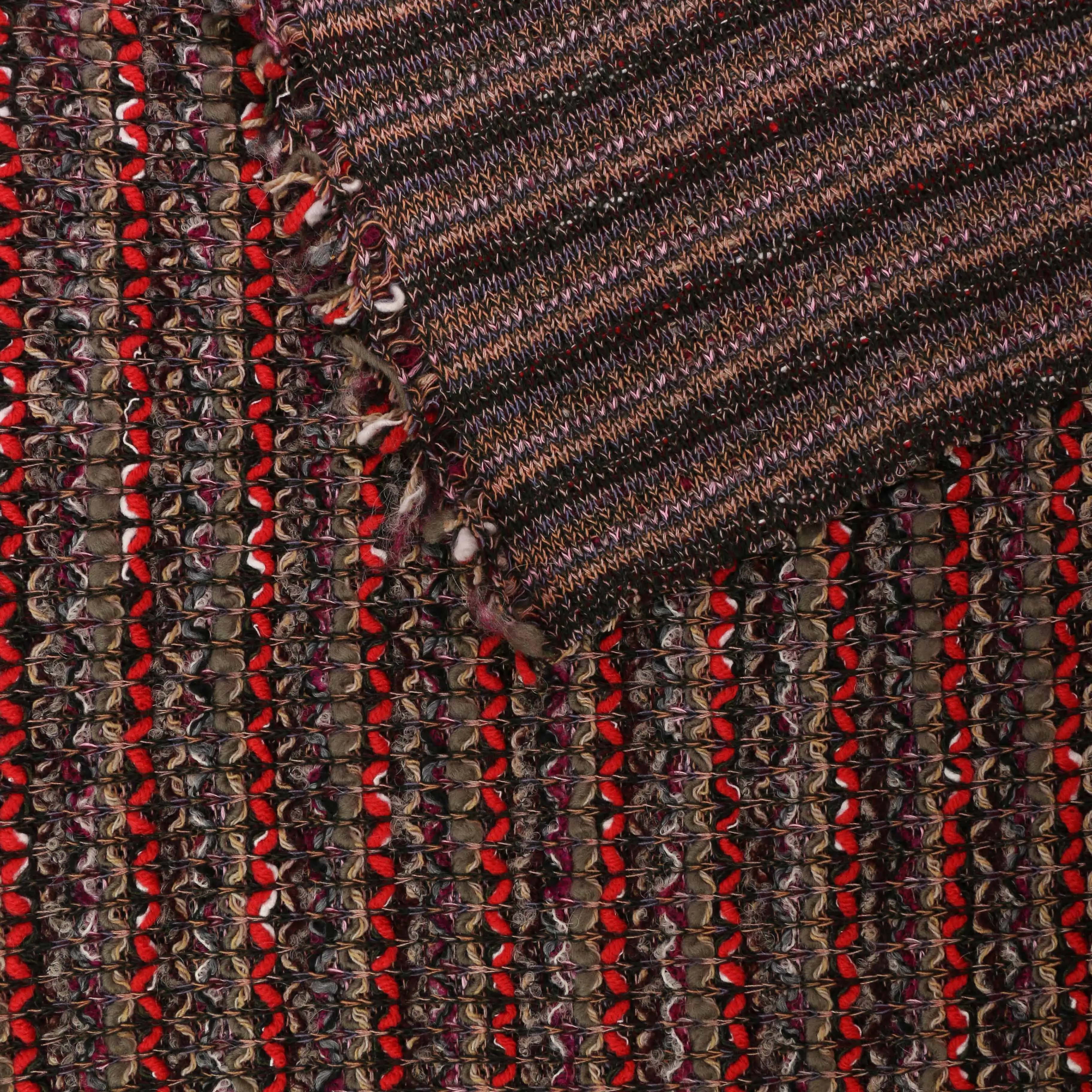 Boucle Jersey Fabric - Mustard, plum, red