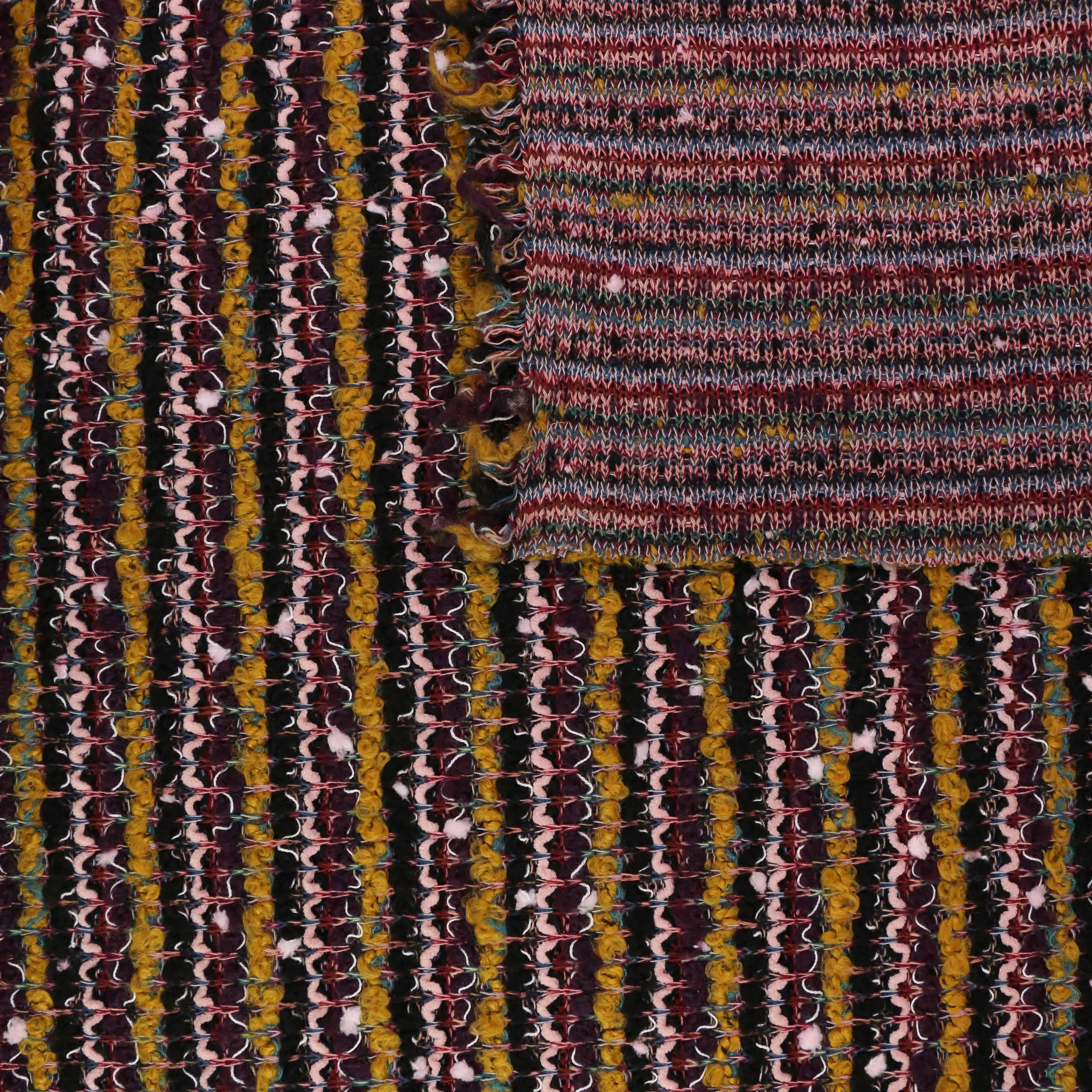 Boucle Jersey Fabric - Mustard, plum, red