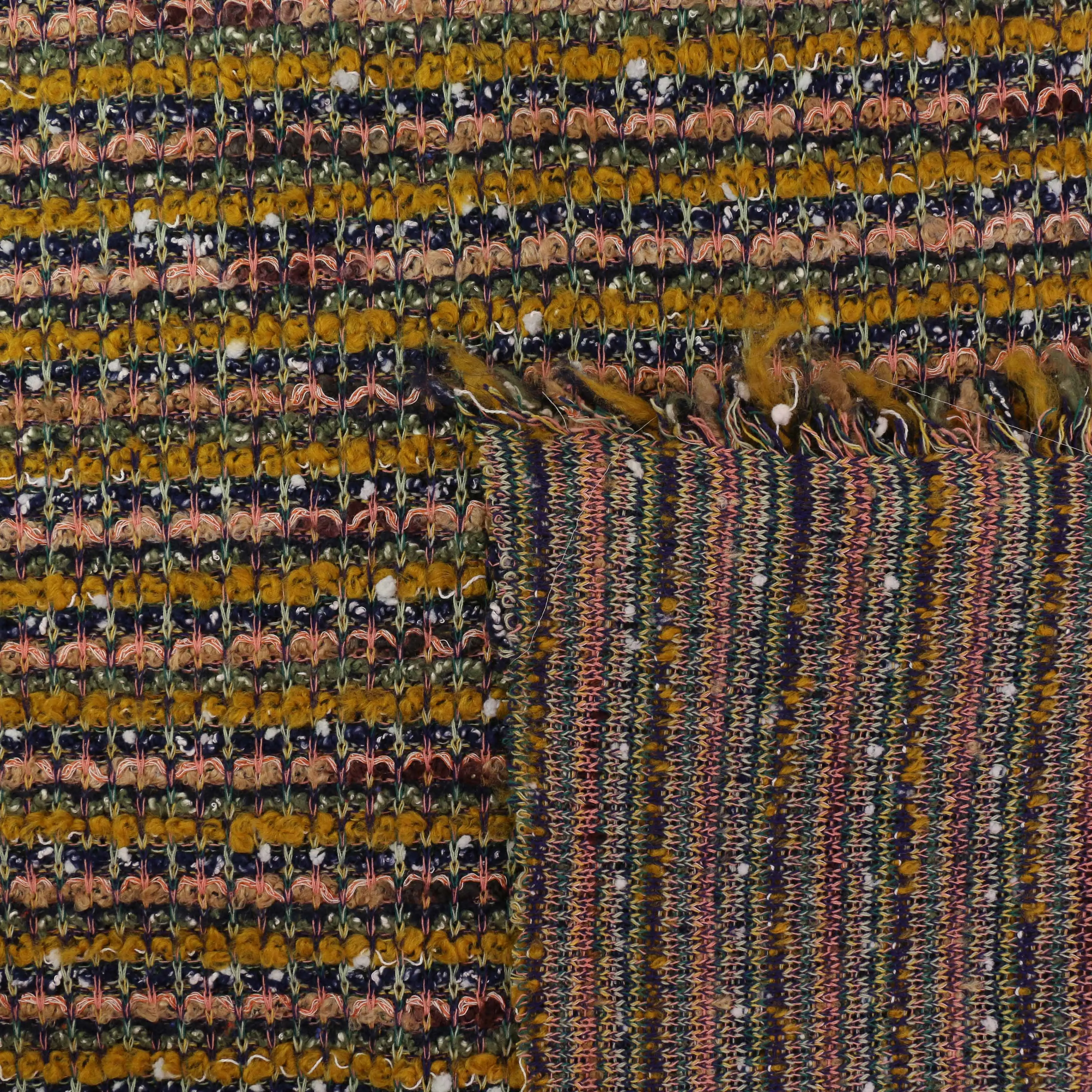 Boucle Jersey Fabric - Mustard, plum, red