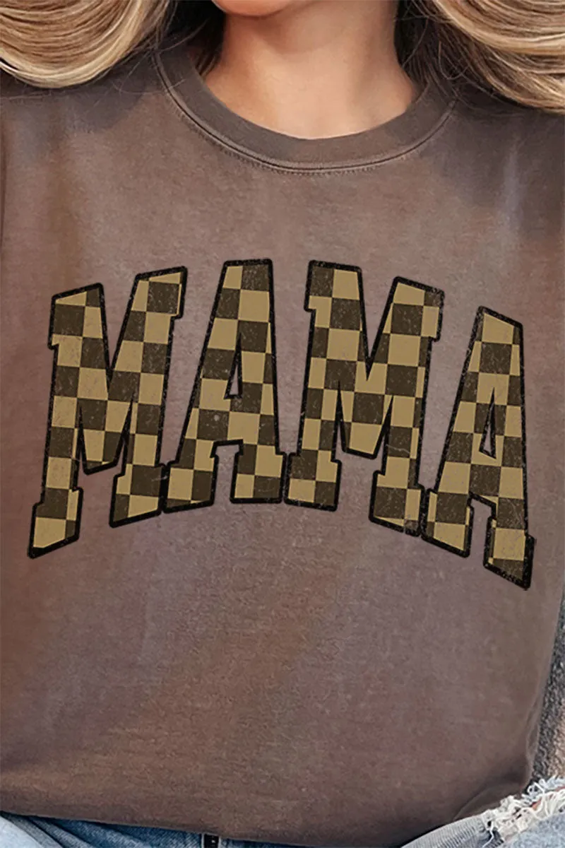 Brown Checkered Mama Comfort Colors Adult Ring-Spun Cotton Tee