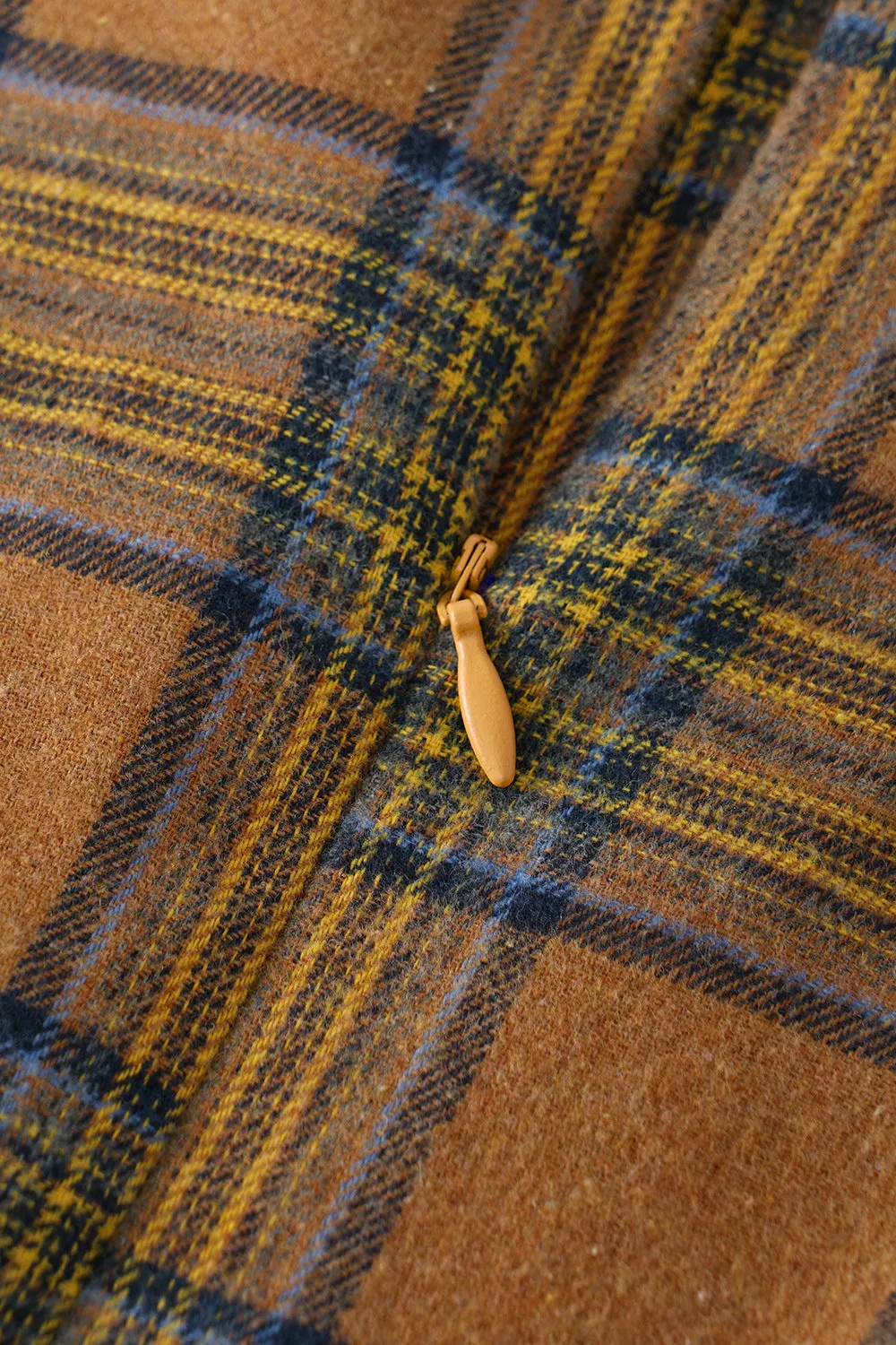 Brown Plaid BowKnot 3/4 Sleeve 1950S Vintage Dress With Button
