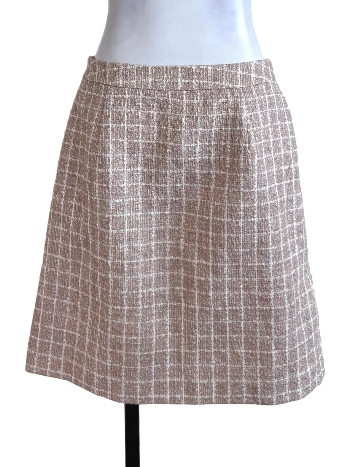 Brown Plaid Textured Skirt