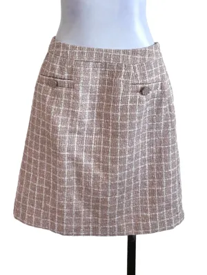 Brown Plaid Textured Skirt