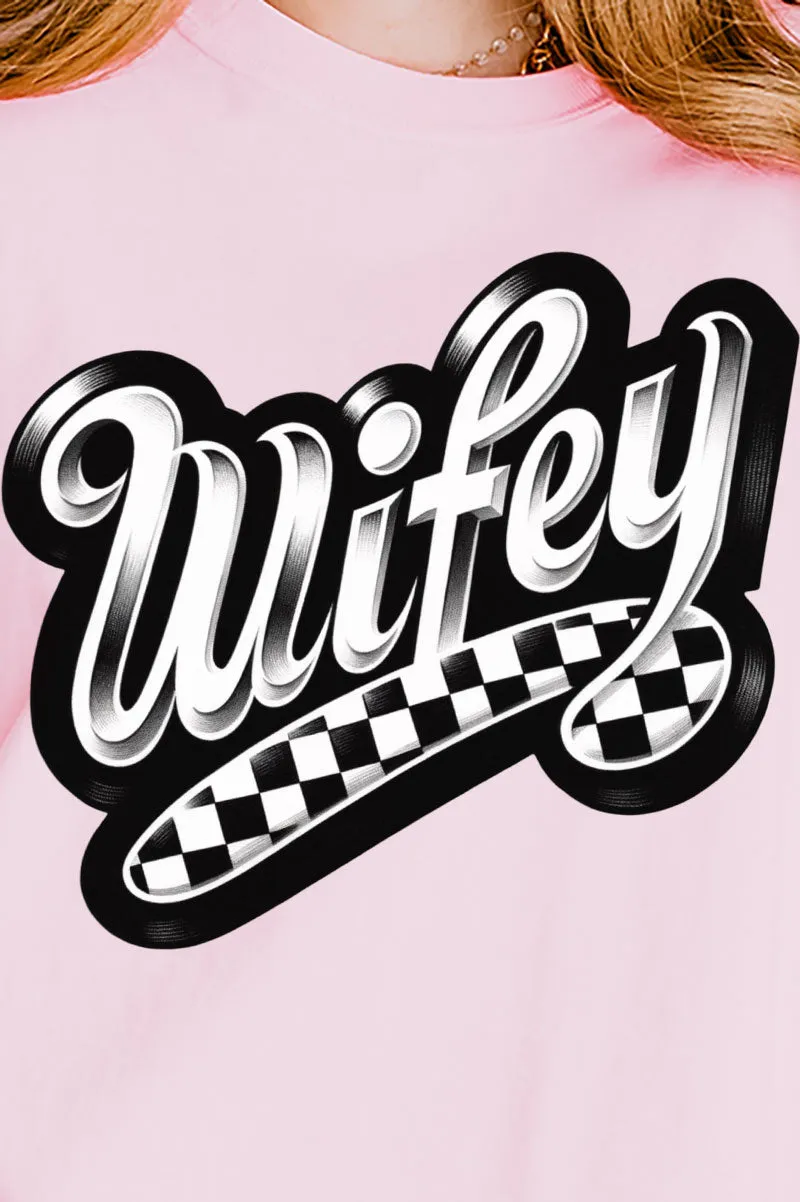 Bubble Checkered Wifey Comfort Colors Adult Ring-Spun Cotton Tee