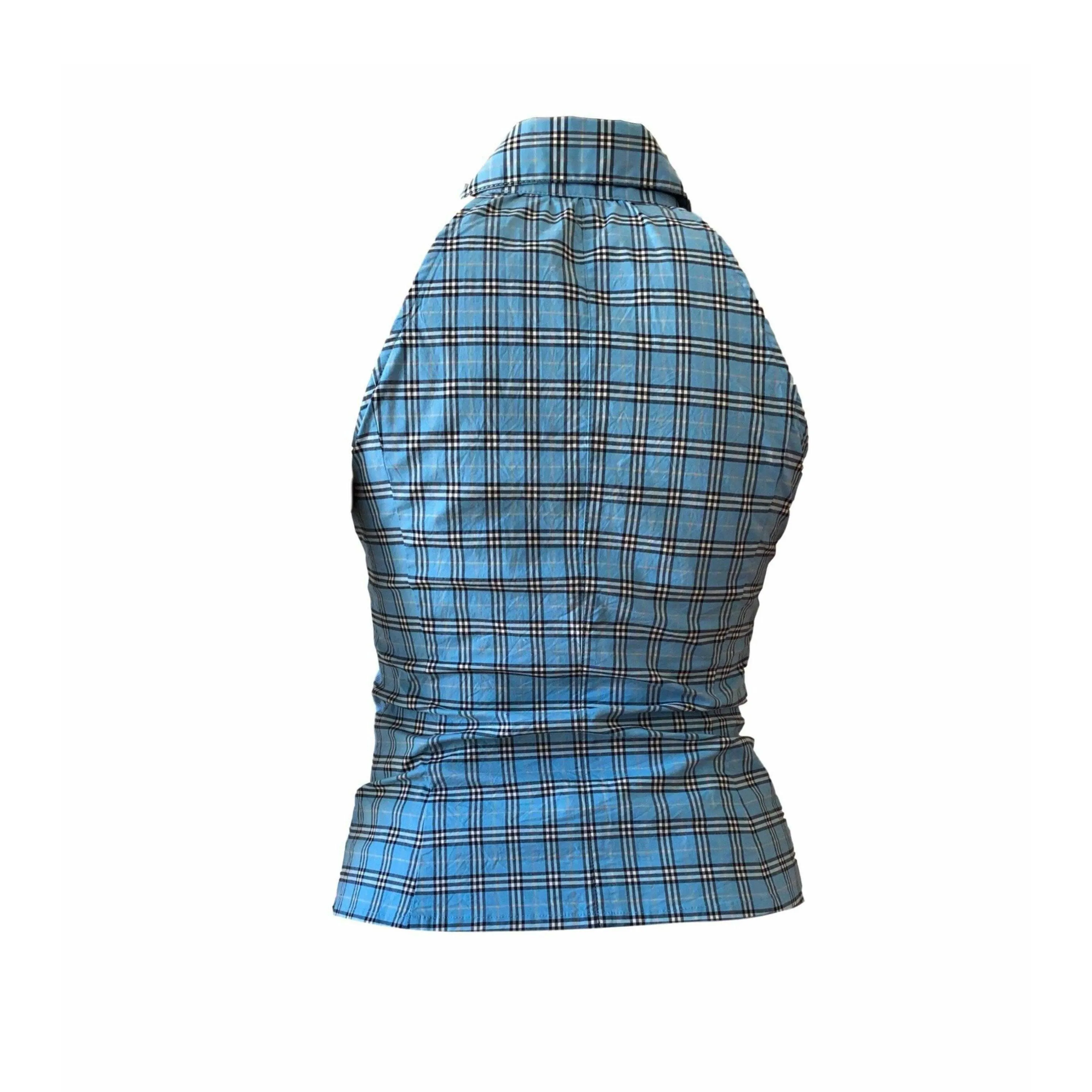 Burberry Classic Blue Plaid Button Down Tank