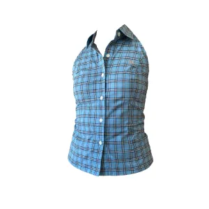 Burberry Classic Blue Plaid Button Down Tank