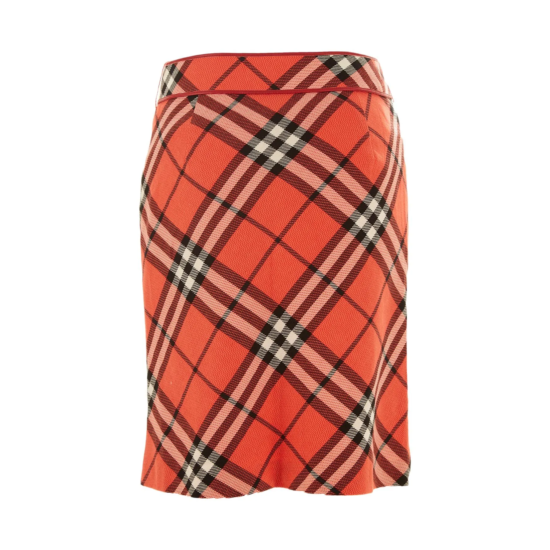Burberry Red Plaid Belted Skirt